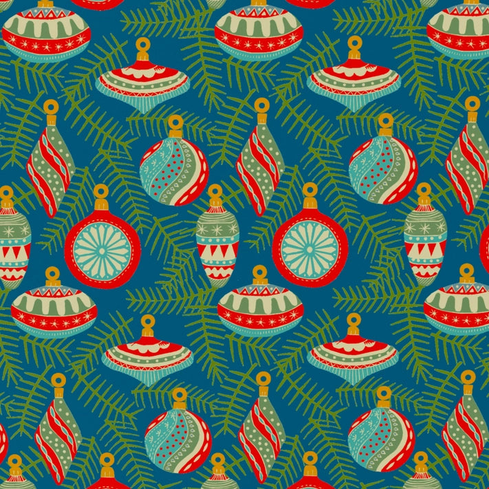 Christmas Baubles Teal Wrapping Paper