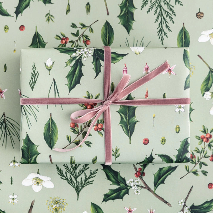 Berry Mix Green-Christmas Gift Wrap