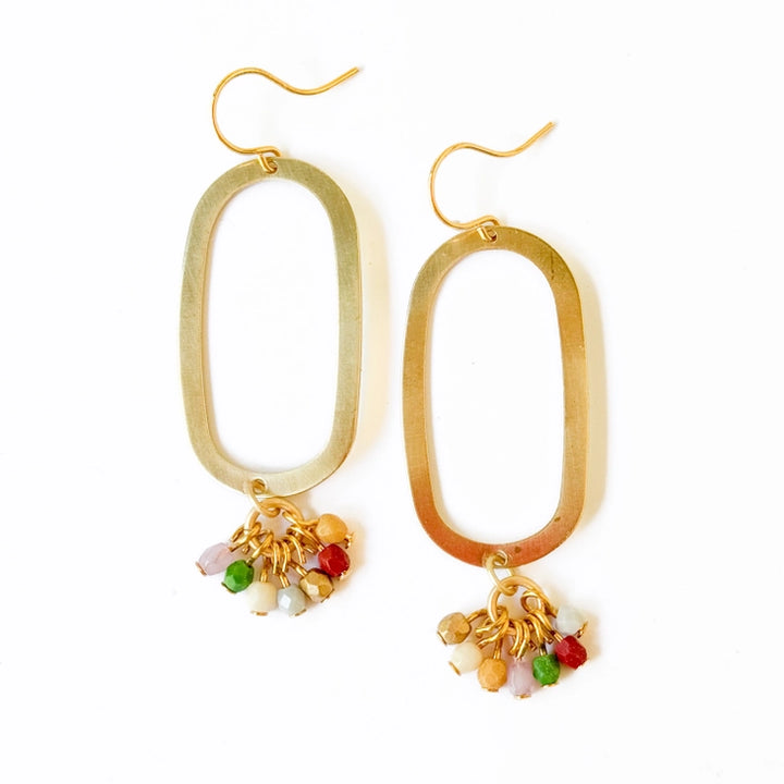 Long Light Oval Brass Earrings