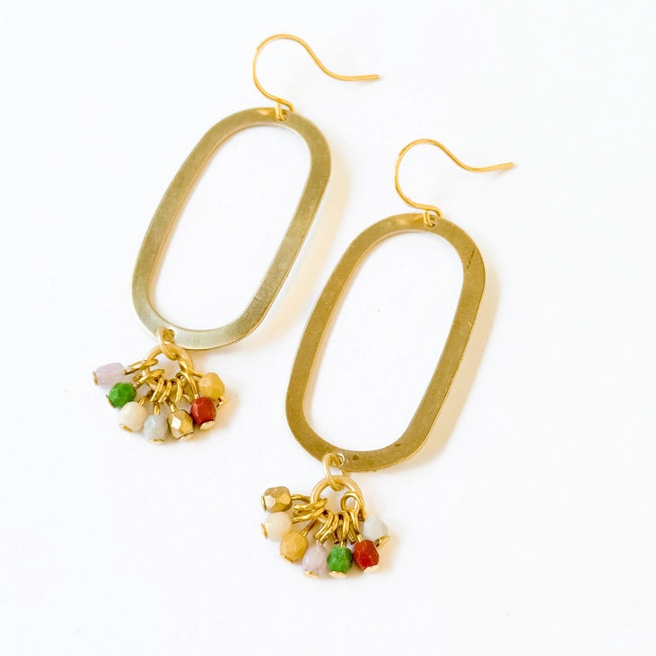 Long Light Oval Brass Earrings