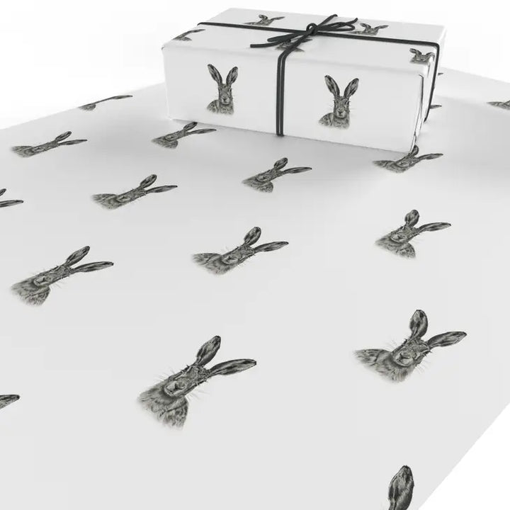 Black and White Hares Wrapping Paper