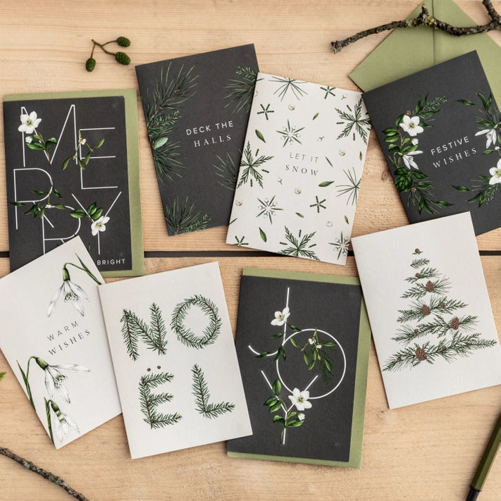 Box set of 8 Luxury Botanical Christmas Cards