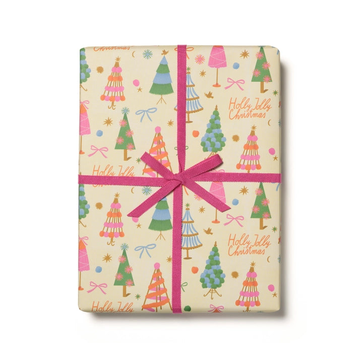 Holly Jolly Trees Holiday Wrapping Paper