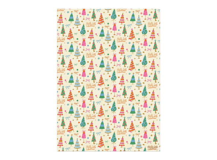 Holly Jolly Trees Holiday Wrapping Paper