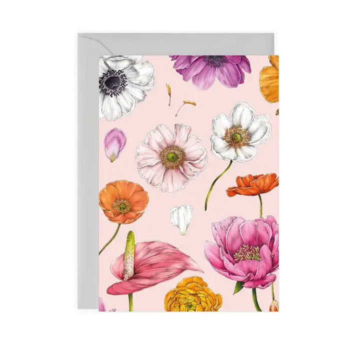 Floral Brights-Pink Greeting Card