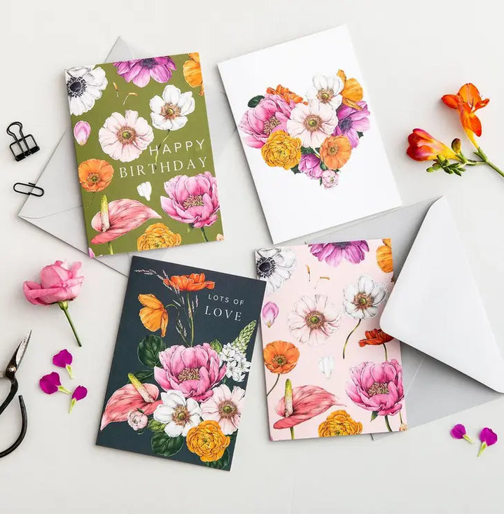 Floral Brights-Pink Greeting Card