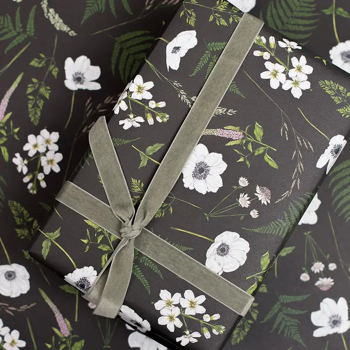 Wild Meadow Black Gift Wrap