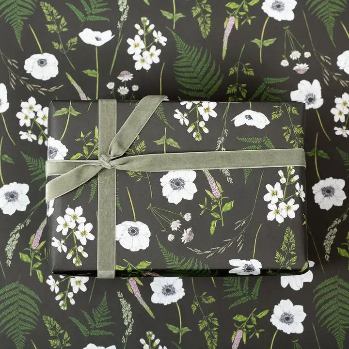 Wild Meadow Black Gift Wrap