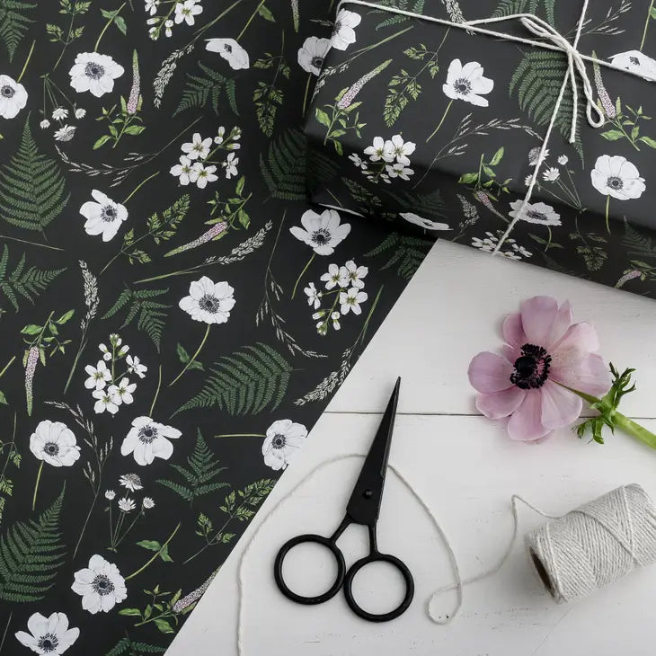 Wild Meadow Black Gift Wrap