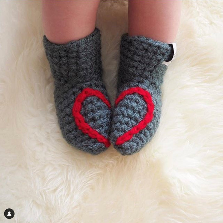 Heart Baby Booties