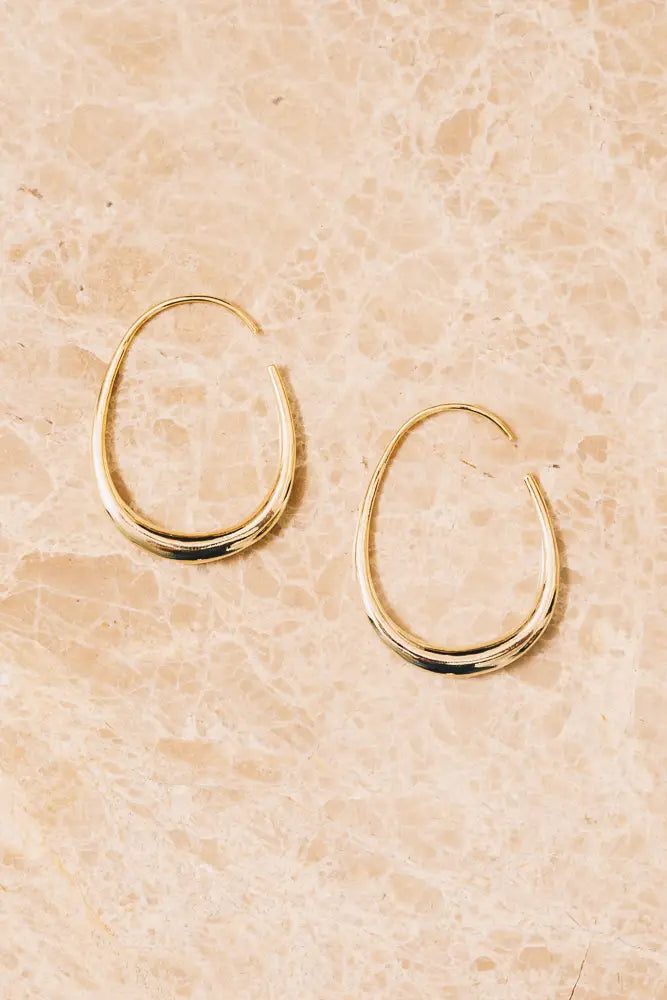 Frances Threader Hoop Earrings. 18K Gold Plating